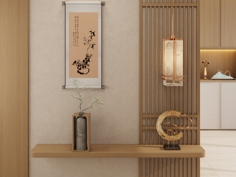 Japanese-style solid wood grille household partition