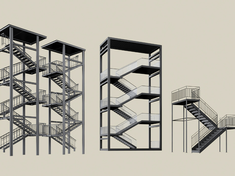 Steel Frame Stairs Escape Stairs Safety Stairs