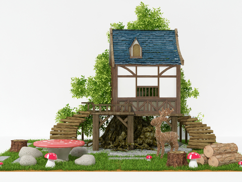 Wooden House Furnishings Microscopic Art Ornaments