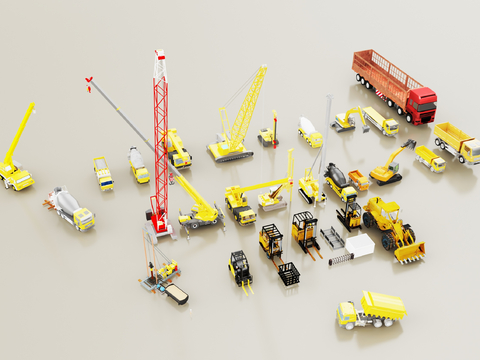 Modern Construction Vehicle Machinery Bulldozer Crane Excavator