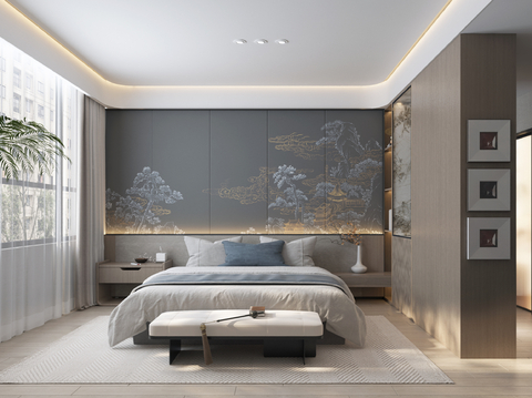 New Chinese Master Bedroom