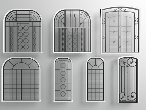 American wrought iron windows, floor-to-ceiling windows, casement windows