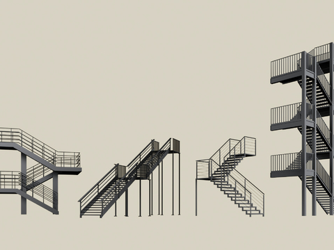 Steel Frame Stairs Escape Stairs Safety Stairs