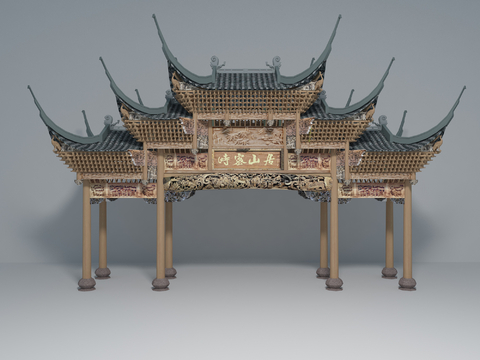 Chinese style ancient building archway