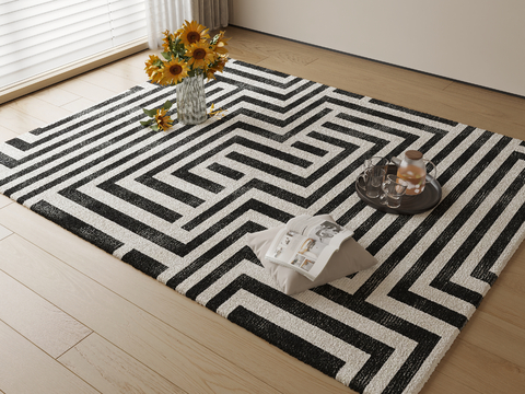 Black and White Carpet Square Blanket