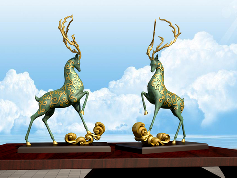 Sika Deer Sculpture Landscape