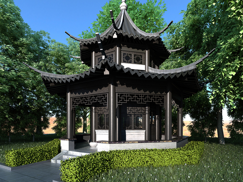 Chinese style pavilion octagonal pavilion with heavy eaves octagonal pavilion pavilion