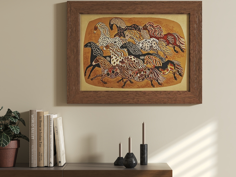 Mid-century Style Hanging Painting Horse Painting Decorative Painting