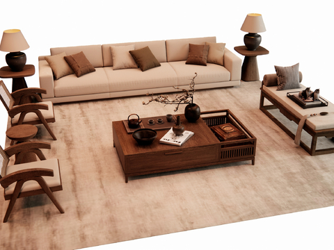 Mid-ancient style Sectional Sofa