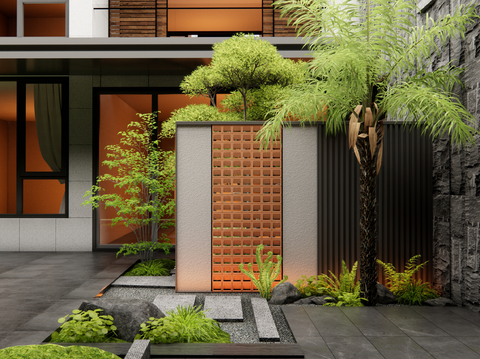 Modern courtyard Landscape Wall hollow partition view wall