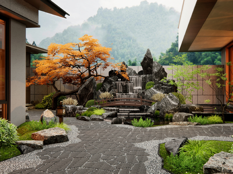 Neo-Chinese Style Garden Landscape rockery waterscape