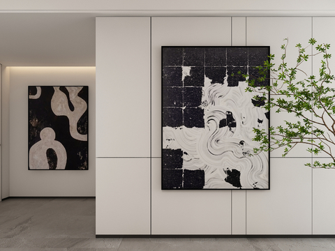 Black and White Decorative Painting Abstract Hanging Painting