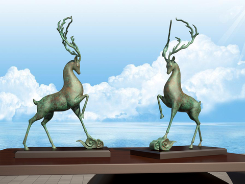 Sika Deer Sculpture Landscape