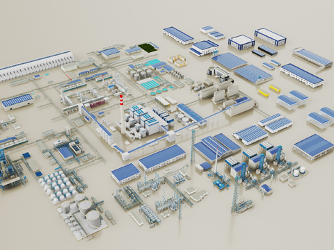 Modern factory building factory building color steel house industrial factory area