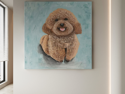 Qui Oil Painting Pet Dog Painting Decorative Painting