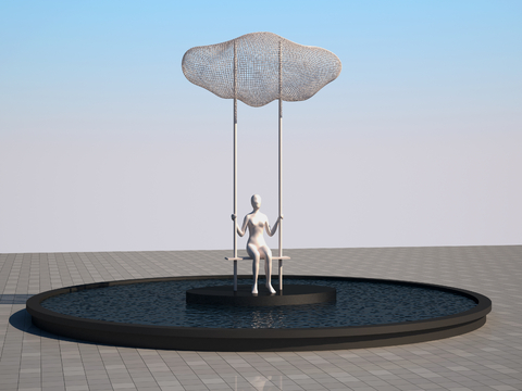 Abstract Swing Figure Weaving Cloud Sculpture