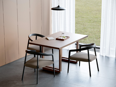 Modern long dining table and chair