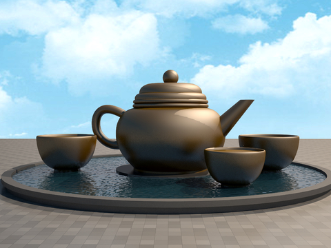 Tea Pot Sculpture Tea Tray Sculpture Landscape