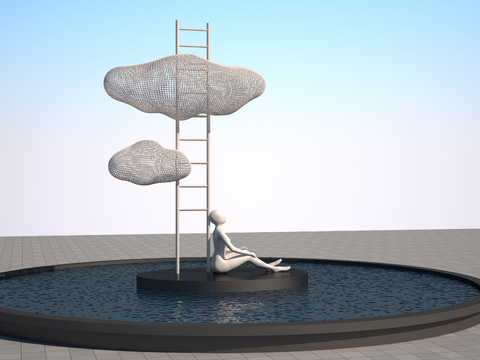 Cloud staircase abstract figure sculpture