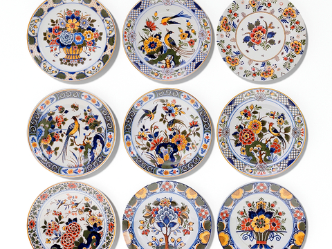 Chinese-style Flower Porcelain Plate Wall Decorations