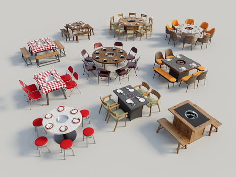 Modern Hot Pot Table Dining Table and Chair