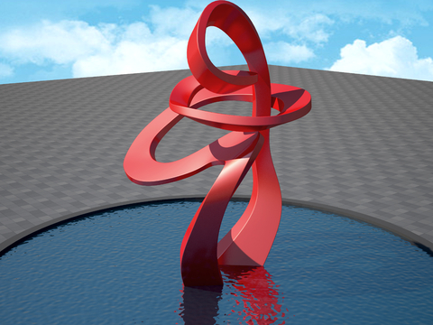 Red ribbon sculpture landscape sculpture