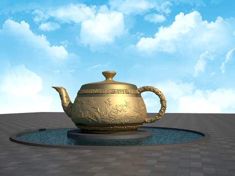 Chinese Style Teapot Landscape Sculpture