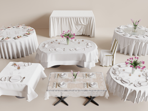 Modern Dining Table and Chair Banquet Table Tablecloth