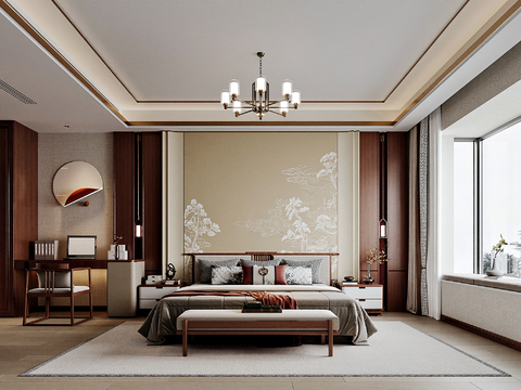 New Chinese bedroom master bedroom d model