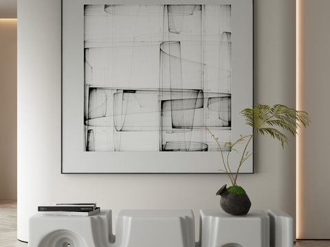 Modern Decorative Painting Black and White Abstract Painting