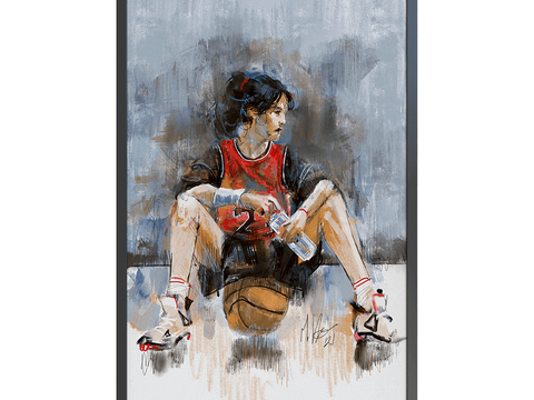 NC Design Character Oil Painting Basketball Player Decorative Painting