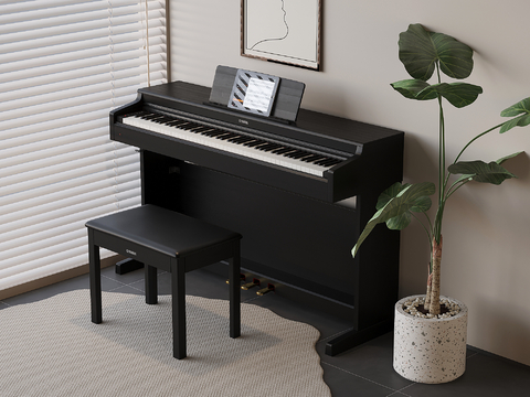 Black Electric Piano Piano Stool