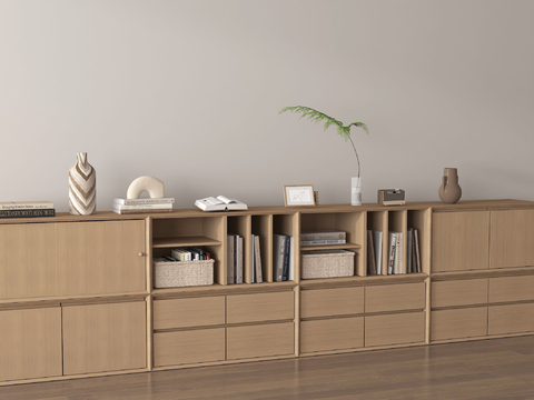 Modern Low Bookcase Floor Cabinet