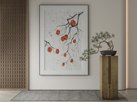 New Chinese Decorative Painting Persimmon Hanging Painting