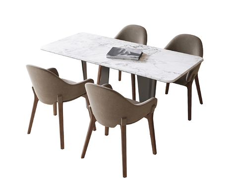 Modern long dining table and chair