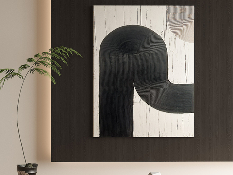 Black and White Hanging Painting Geometric Hanging Abstract Painting Decorative Painting