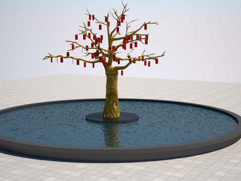 Modern fortune tree sculpture red envelope tree