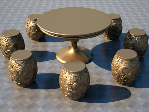 Chinese Carved Tables and Chairs Outdoor Tables and Chairs