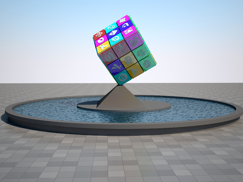 Rubik's Cube Sculpture Landscape Sculpture