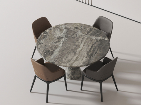 Modern round dining table and chair