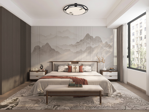 New Chinese Master Bedroom