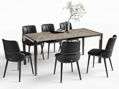 Modern Rock Board Dining Table and Chair