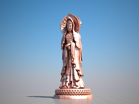 Sculpture of Guanyin on three sides