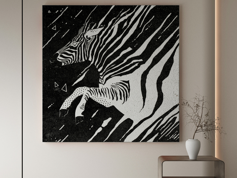 Modern Zebra Painting Black and White Hanging Painting Decorative Painting