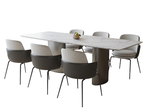 Modern long dining table and chair