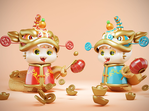 Cartoon Sculpture of Snake Baby during Spring Festival