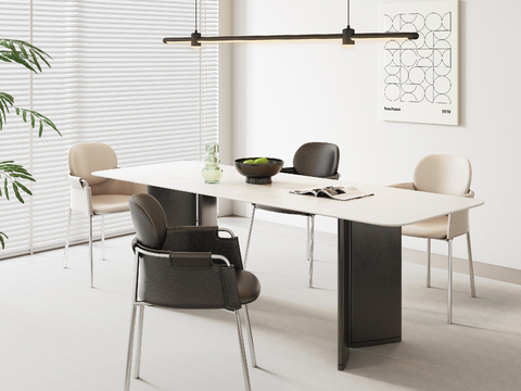 Italian Minimalist Dining Table and Chair