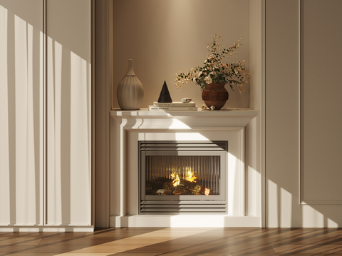 Cream style fireplace