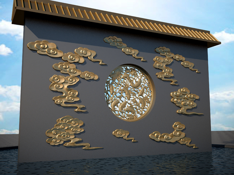 Neo-Chinese Style moire relief landscape wall