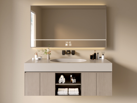 Hanging sink Modern bathroom cabinet